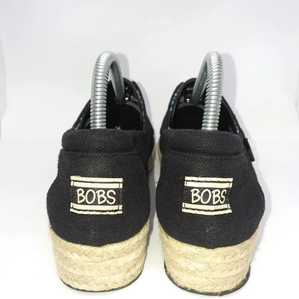 Bobs By Skechers Highlight High Jinx‎ Espadrilles Women's Size 9.5 Black, Tan